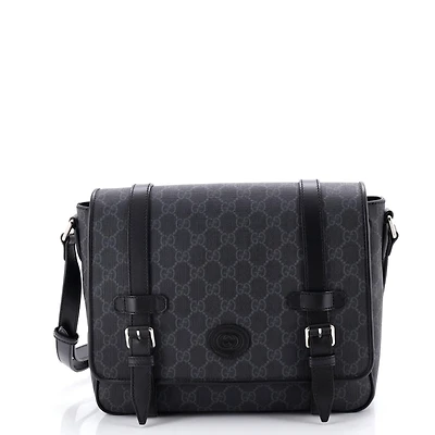 Pre-Owned Gucci Medium Interlocking G Patch Messenger Bag Gg Coated Canvas with Leather