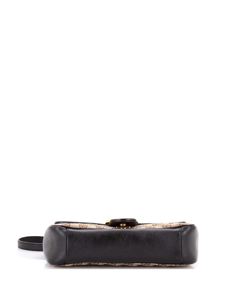 Pre-Owned Gucci Small Gg Marmont Flap Bag Diagonal Quilted Gg Canvas with Leather