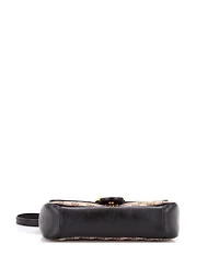 Pre-Owned Gucci Small Gg Marmont Flap Bag Diagonal Quilted Gg Canvas with Leather