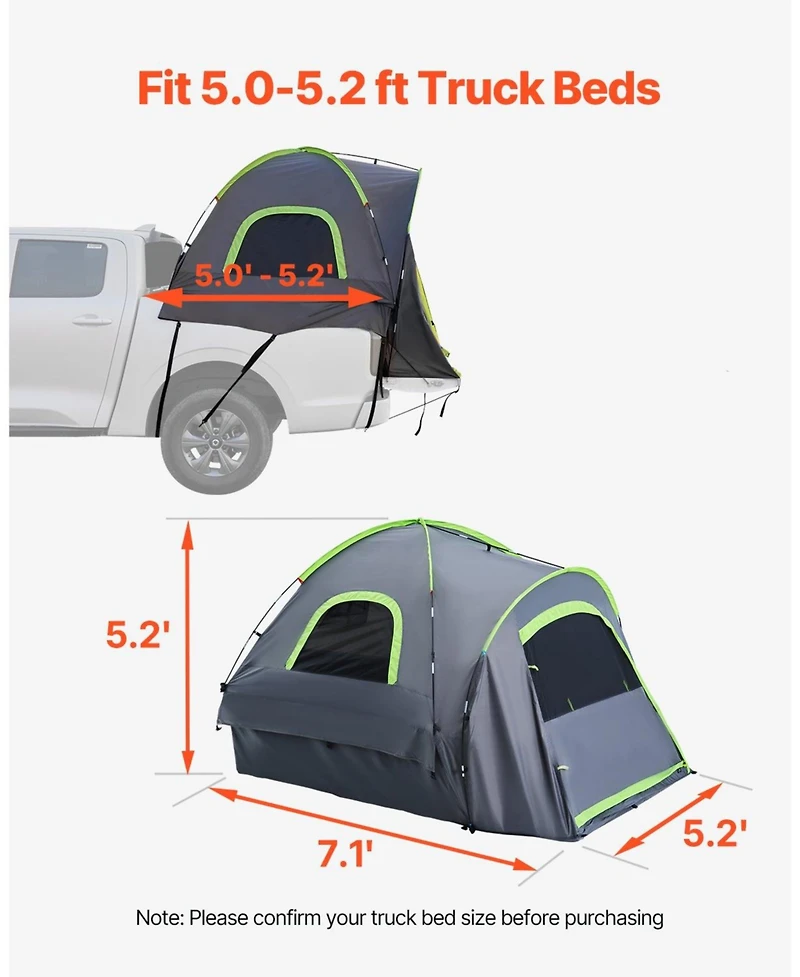 Mecale Truck Bed Tent for People with Rainfly