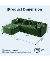 gaomon Modular L-Shaped Sectional Sofa, Cloud Couch with Deep Seat, Upholstered Chenille