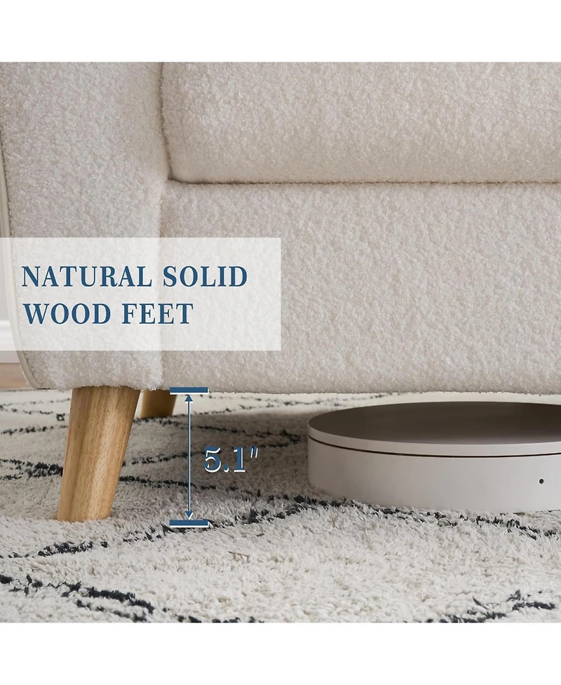gaomon 84" Sofa Couch, Modern Boucle 3-Seater with Streamlined Armrests and Wood Legs