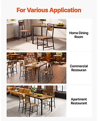 Gouun Set of 2 Farmhouse Wooden Dining Chairs with Metal Frame and Contoured Backrest