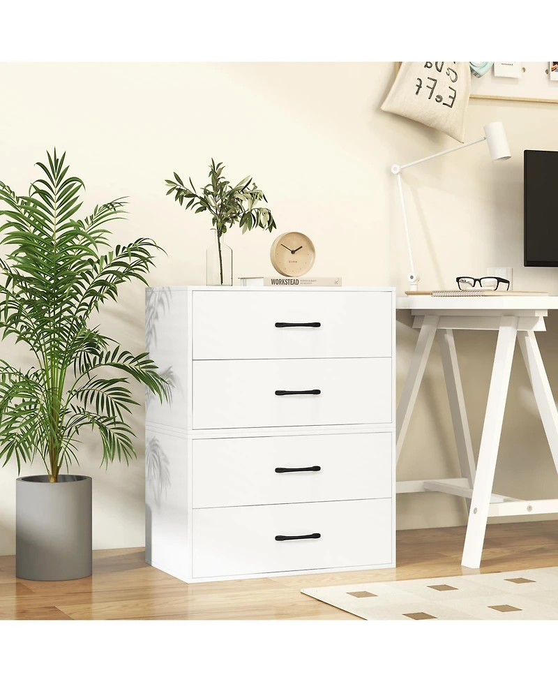 Sugift 2-Drawer Stackable Horizontal Storage Cabinet Dresser Chest with Handles