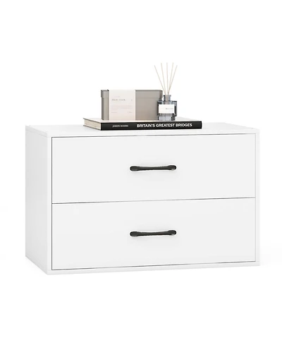 Sugift 2-Drawer Stackable Horizontal Storage Cabinet Dresser Chest with Handles
