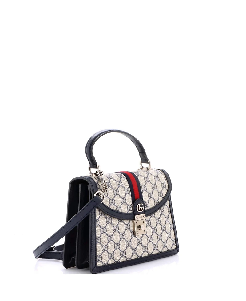 Pre-Owned Gucci Small Ophidia Flap Top Handle Bag Gg Coated Canvas