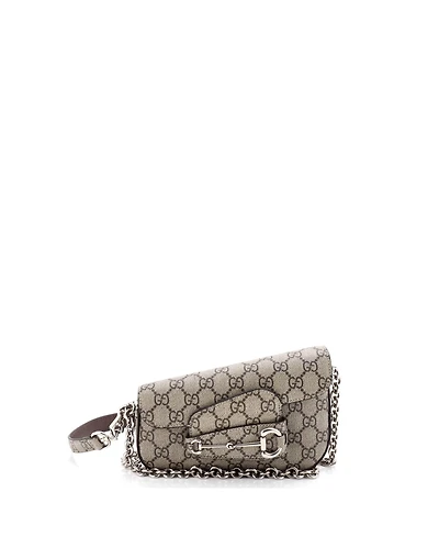 Pre-Owned Gucci Mini Horsebit 1955 Asymmetric Shoulder Bag Gg Coated Canvas