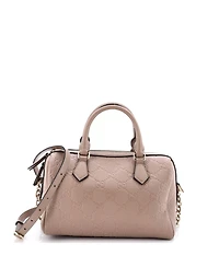 Pre-Owned Gucci Medium Emblem Boston Bag Gg Embossed Leather