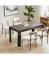 Gouun Set of 2 Mid Century Modern Boucle Upholstered Dining Chairs with Curved Backrest and Metal Legs