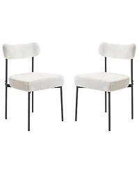 Gouun Set of 2 Mid Century Modern Boucle Upholstered Dining Chairs with Curved Backrest and Metal Legs