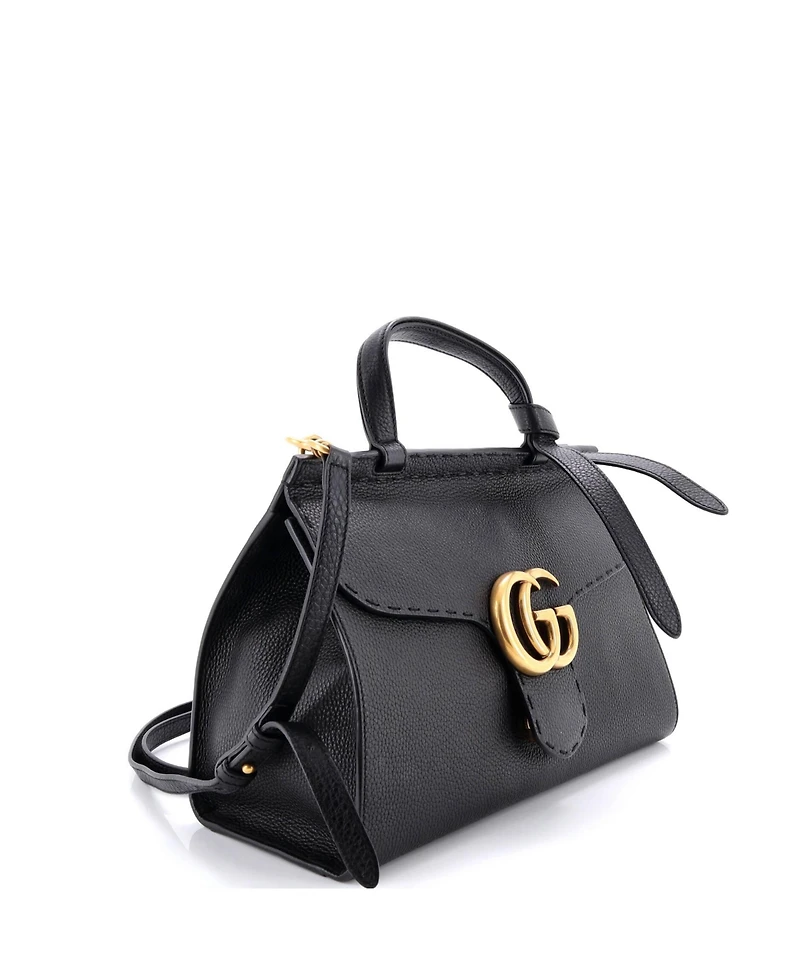 Pre-Owned Gucci Small Gg Marmont Top Handle Bag Leather