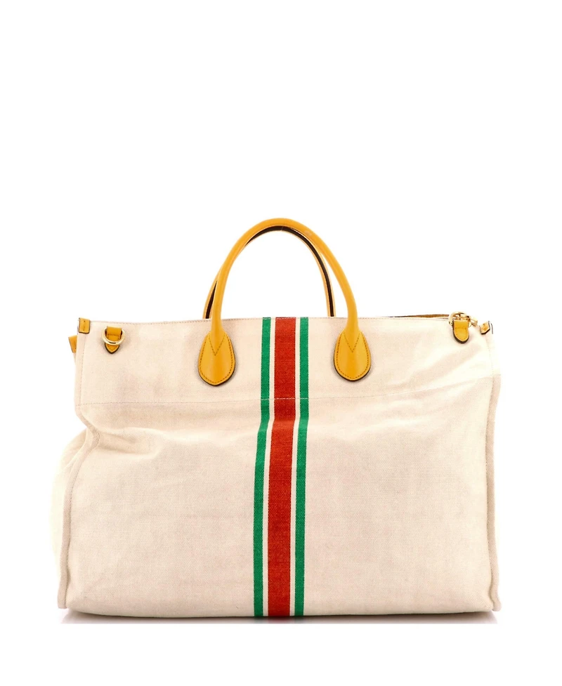Pre-Owned Gucci Large Interlocking G Web Tote Canvas