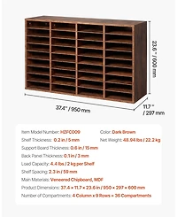 Gouun 36 Compartment Wood Literature Organizer with Removable Shelves
