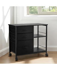 Gouun Mobile File Cabinet with 3 Fabric Drawers and 2 Open Shelves