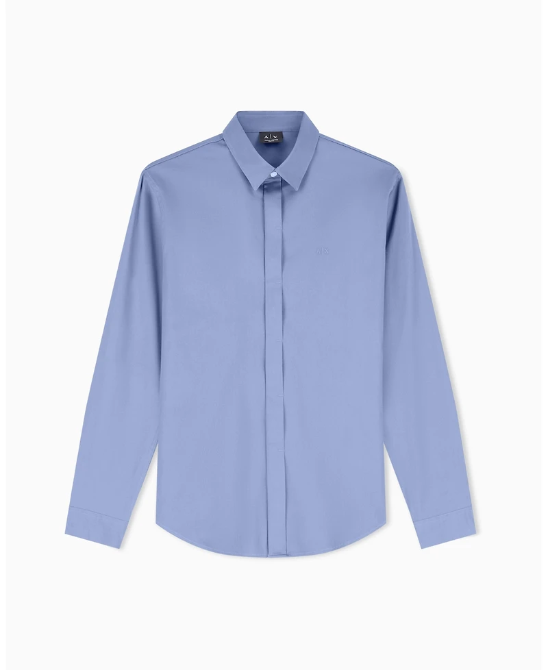 A|X Armani Exchange Men's Long Sleeve Cotton Satin Shirt