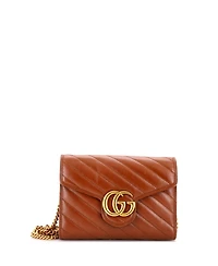 Pre-Owned Gucci Mini Gg Marmont Chain Wallet Matelasse Leather