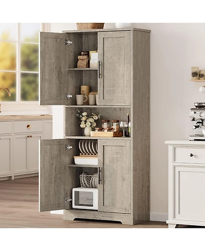 gaomon Tall Kitchen Pantry Cabinet, Storage Cabinet with Doors and Adjustable Shelves, Freestanding Cupboard for Living Room, Dining Room