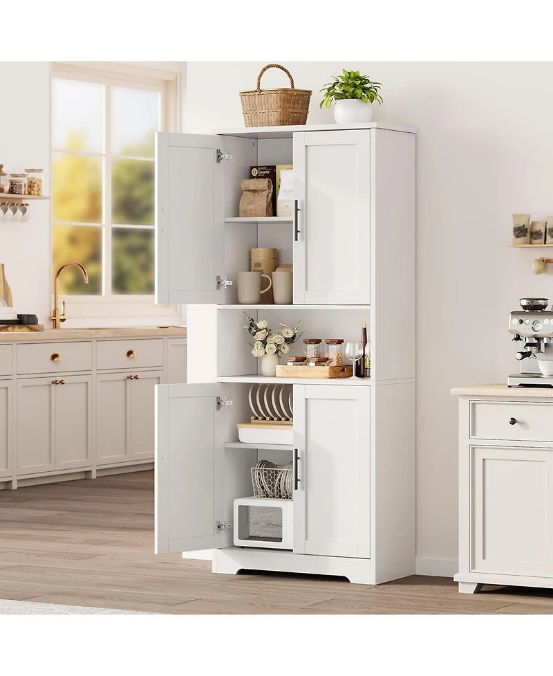 gaomon Tall Kitchen Pantry Cabinet, Storage Cabinet with Doors and Adjustable Shelves, Freestanding Cupboard for Living Room, Dining Room