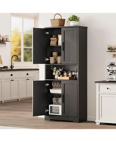 gaomon Tall Kitchen Pantry Cabinet, Storage Cabinet with Doors and Adjustable Shelves, Freestanding Cupboard for Living Room, Dining Room