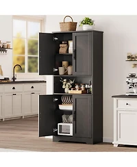 gaomon Tall Kitchen Pantry Cabinet, Storage Cabinet with Doors and Adjustable Shelves, Freestanding Cupboard for Living Room, Dining Room