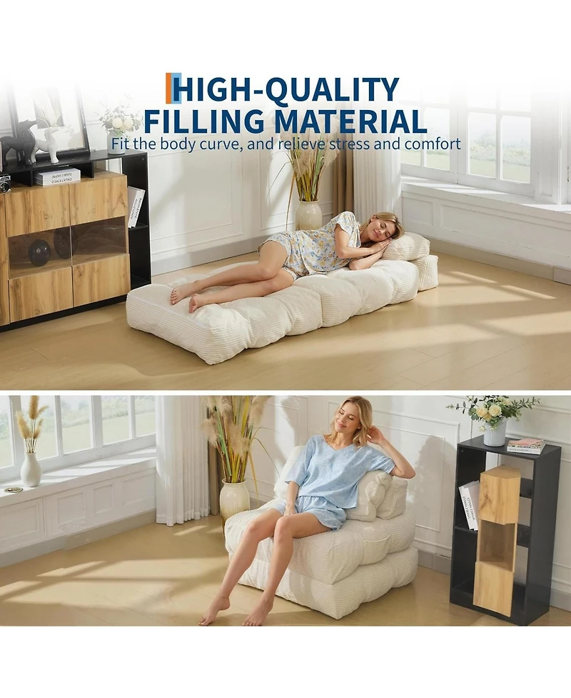 gaomon 3-in-1 Folding Sofa Bed with Pillow, Convertible Floor Sleeper Chair, No Assembly