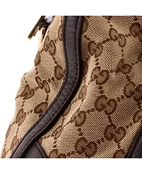 Pre-Owned Gucci Medium Vintage Bee Web Boston Bag Gg Canvas