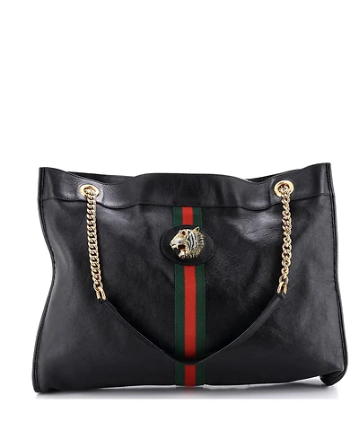 Pre-Owned Gucci Large Rajah Chain Tote Leather