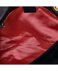 Pre-Owned Gucci Medium Gg Marmont Flap Bag Embroidered Matelasse Velvet