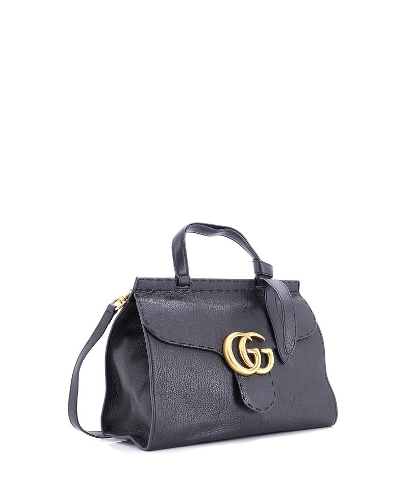 Pre-Owned Gucci Small Gg Marmont Top Handle Bag Leather