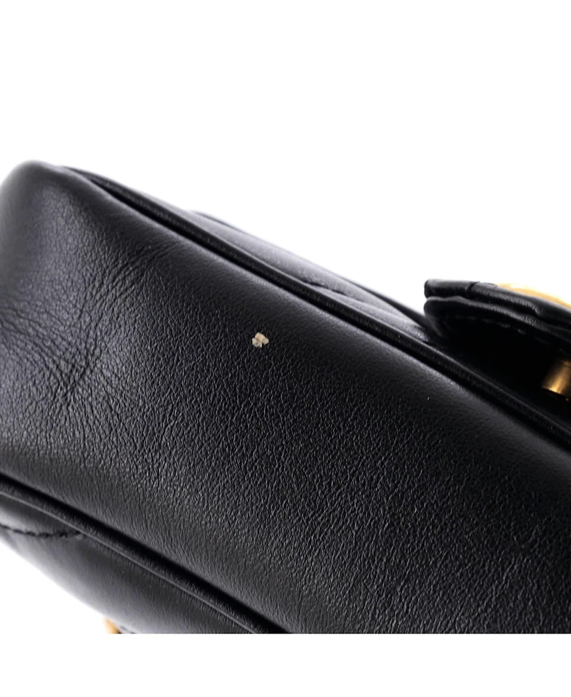 Pre-Owned Gucci Super Mini Gg Marmont Flap Bag Matelasse Leather