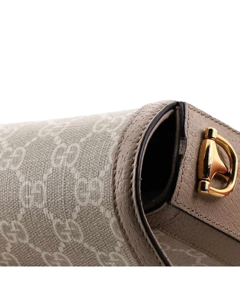 Pre-Owned Gucci Mini Horsebit 1955 Shoulder Bag Gg Coated Canvas with Leather