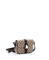 Pre-Owned Gucci Mini Buckle Flap Crossbody Bag Gg Canvas