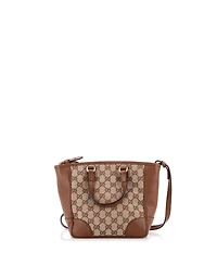 Pre-Owned Gucci Small Bree Convertible Tote Gg Canvas with Leather
