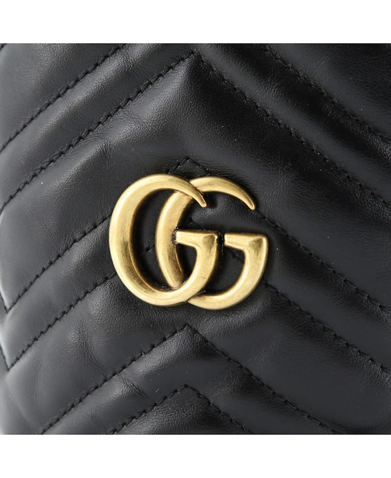 Pre-Owned Gucci Mini Gg Marmont Bucket Bag Matelasse Leather
