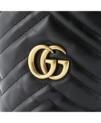 Pre-Owned Gucci Mini Gg Marmont Bucket Bag Matelasse Leather
