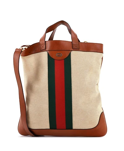 Pre-Owned Gucci Large Shopping Tote Vintage Web Canvas