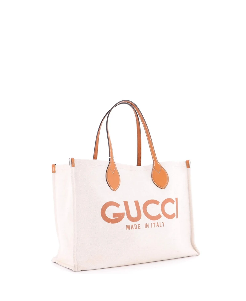 Pre-Owned Gucci Medium Logo Shopper Tote Printed Canvas