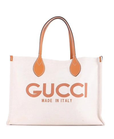 Pre-Owned Gucci Medium Logo Shopper Tote Printed Canvas