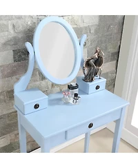 Rainsken Wood Makeup Vanity Desk and Stool Set