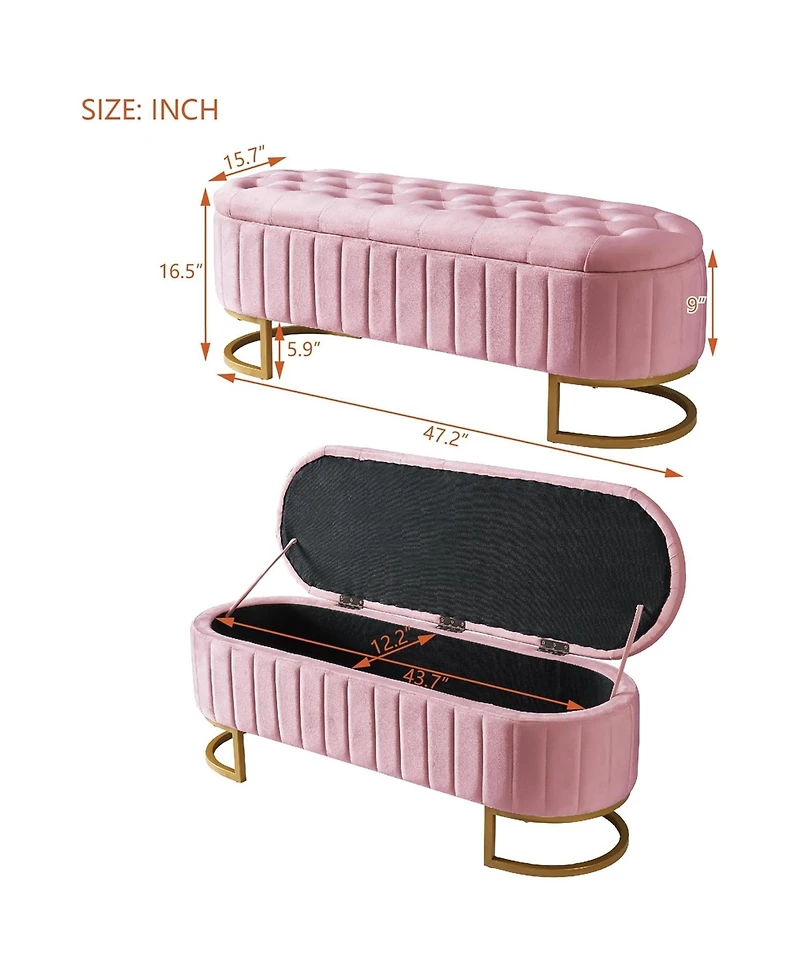 Rainsken Velvet Upholstered Storage Ottoman