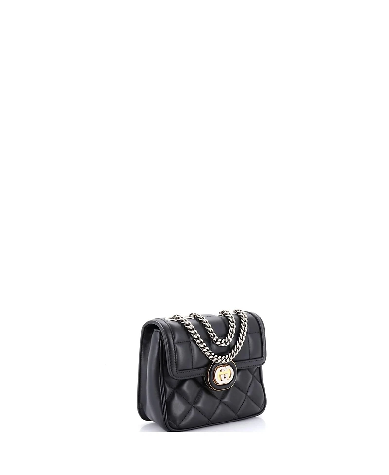 Pre-Owned Gucci Mini Deco Chain Flap Bag Mixed Matelasse Leather