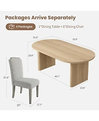 gaomon 70.8 Inch Oval Dining Table with Upholstered Dining Chairs, Kitchen Table with Sturdy Wooden Base