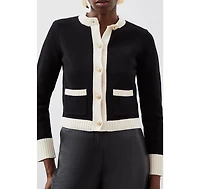 Karen Millen Women's Cotton Cropped Knit Boxy Cardigan