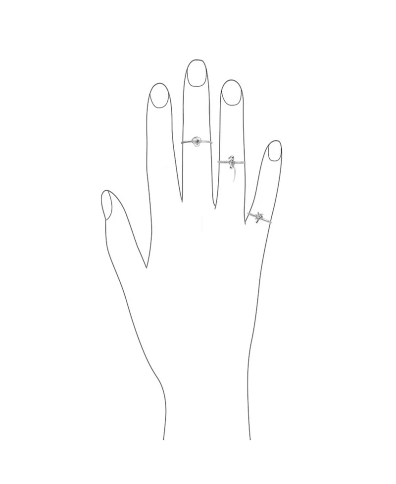 Bling Jewelry No Stone Nautical Motif Stackable Midi Knuckle Ring Set in .925 Sterling Silver