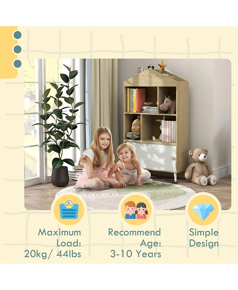 Qaba Kids Bookshelf and Toy Storage for Playroom, Children's Room