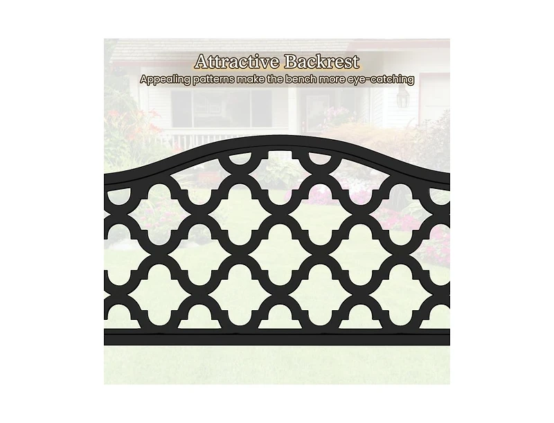 50.5 Inch Patio Bench with Curved Armrests for 2-3 People-Black