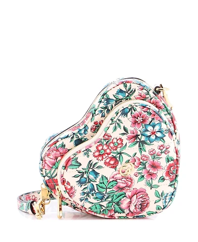 Pre-Owned Gucci Mini Interlocking G Heart Shoulder Bag Diagonal Quilted Printed Leather