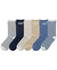 Lauren Ralph Lauren Women's Script Roll-Top Socks, 6-Pack