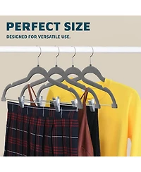 Lifemaster Velvet Skirt Hangers, Adjustable Clips, 360° Swivel Hook, Non-Slip Shoulder Notch, Holds 10 lbs