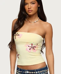 Edikted Women's Braelyn Sequin Floral Tube Top